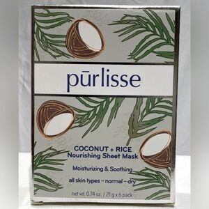 purlisse Coconut + Rice Nourishing Sheet Mask, 
Pack of 6